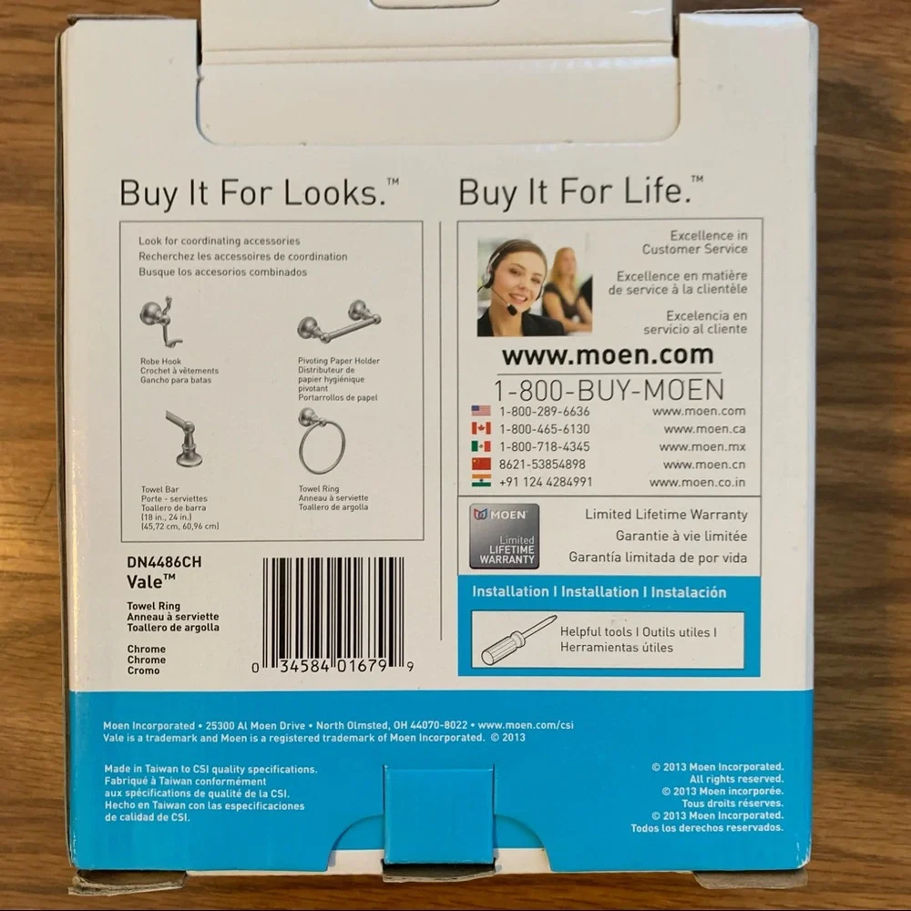 Moen Vale towel ring Chrome finish new with box bathroom accessories